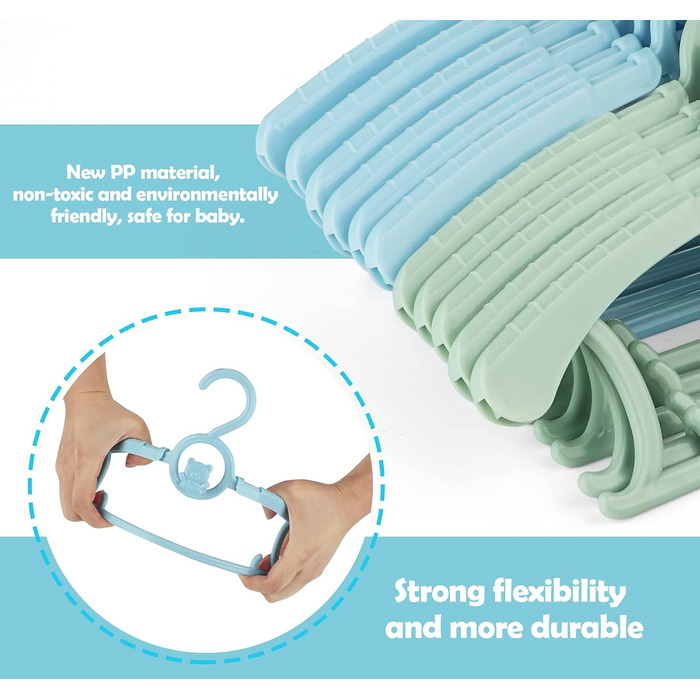 Набір дитячих вішалок для одягу 24 шт. Зростаючі вішалки для дітей з бантиками, нековзкі, для малюків та дошкільнят, кольорові