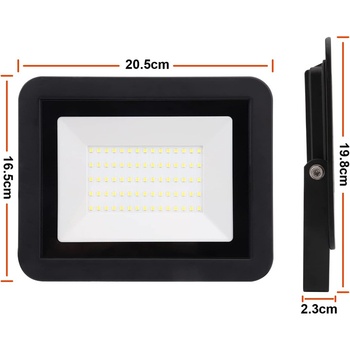 DA LIGHT 50W LED Floodlight Outdoor & Indoor, 6000K Cool White 4500lm Super Bright Outdoor Light, LED Floodlight Outdoor Spotlight Floodlight IP65, 230V LED Spotlight for Garden, Garage, Sports Field (4 pieces)