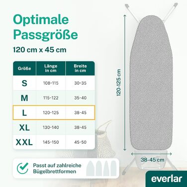 Everlar® Чехол для прасувальної дошки 120x40 см, Німеччина, OEKO-TEX® 100, м'який, для прасувальної станції (сірий з білими крапками)