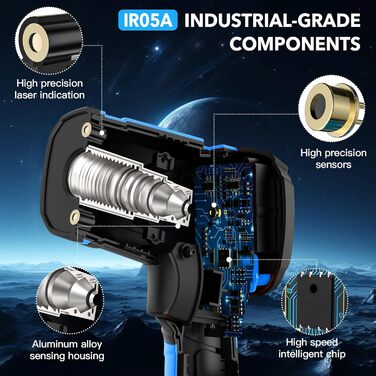 Інфрачервоний термометр MESTEK -40°C до 1600°C: цифровий лазерний вимірювач температури з K-зондом, LCD дисплеєм та сигналізацією. Підходить для кухні та промисловості.