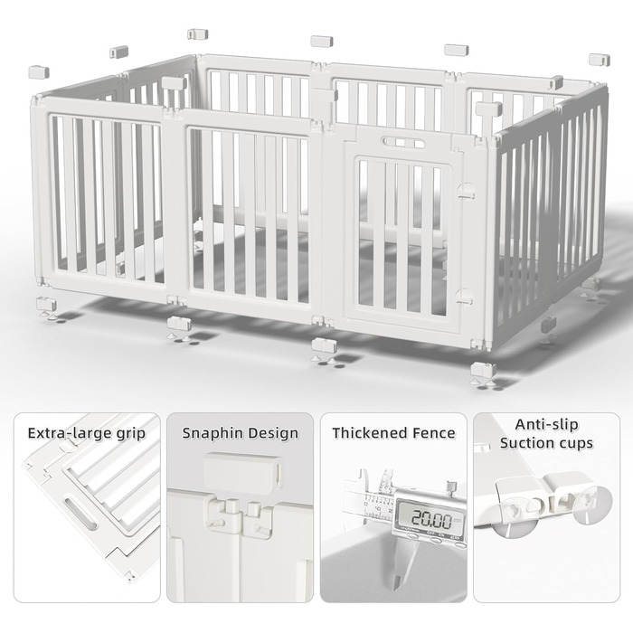 Вольєр для собак з прозорого пластику з дверцятами, легкий у встановленні та чищенні, для цуценят та собак, внутрішнє та зовнішнє використання (Білий, 77 см висота, 30,5 см)