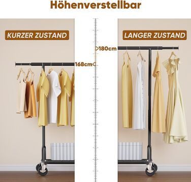 Підвісний стійка для одягу HOKEEPER на колесах, 136 кг, важкий, висувна штанга (S002K)