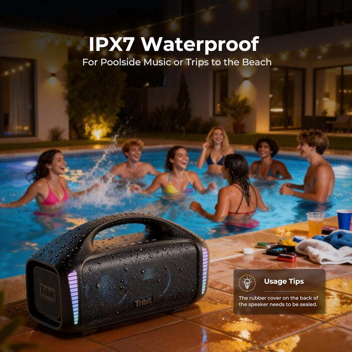 Tribit StormBox Blast – Портативна Bluetooth колонка 140 Вт, XBass, IPX7, 30 год, LED, для вечірок, пляжу, кемпінгу