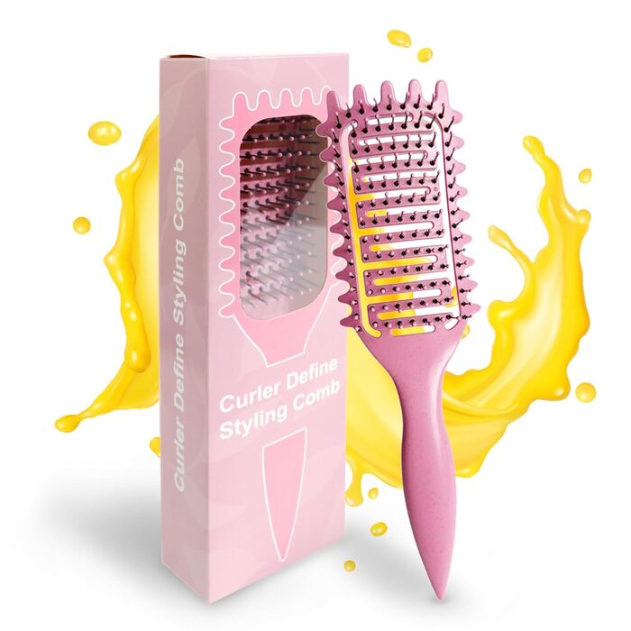 Щітка для кучерявого волосся, формування кучерявок, для жінок та чоловіків (рожева)