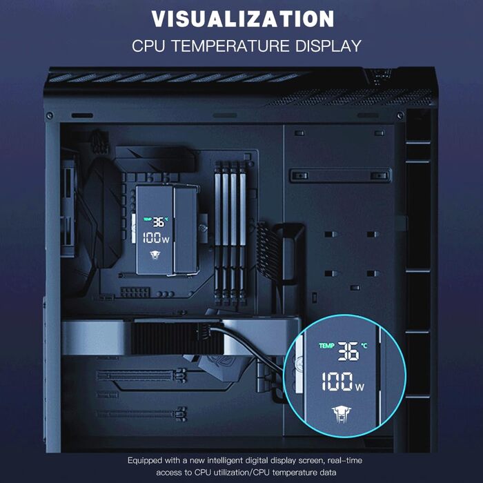 Система водяного охолодження CPU TZMRIT AF400S DGT з дисплеєм температури, для Intel LGA 1700/1200/115X/1851, AMD AM4/AM5