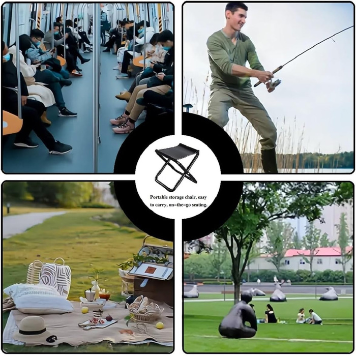 Зручний складаний стілець для кемпінгу Kiuiom: рибалка, пікнік, трекінг, полювання, туризм. Чорний. Максимальне навантаження 220 фунтів.