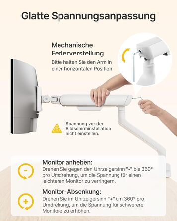 Кронштейн для монітора monTEK для екранів 17-40 дюймів, білий, настінний/настільний, витримує до 12 кг, VESA 75/100, з USB-портами, регулювання висоти, нахилу та повороту 360°