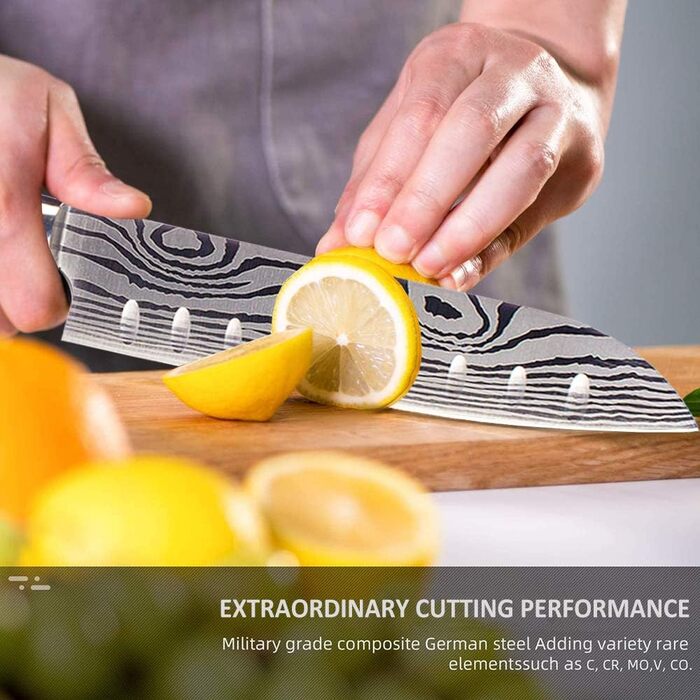 Японський ніж Joyspot Santoku 7 дюймів, професійний ніж для кухні, з нержавіючої сталі, гостра леза, ергономічна ручка