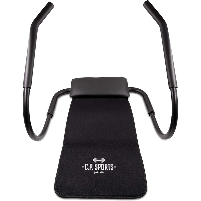 C.P. SPORTS AB Roller - Abdominal Trainer | Professional Ab Roller with Headrest & Mat for Abdominal Muscle Training & Fitness | Steel pipe black - foldable - space-saving for abdominal workout at home