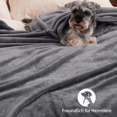 Плед PHF Kuscheldecke: м'який флісовий плед 150x200 см, сертифікат Oeko-Tex, теплий, для дивану, ліжка, софи. Сірий колір.