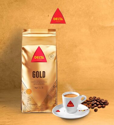 Кава в зернах Delta Cafés Gold Arabica, інтенсивність 12, аромат меду та стиглих фруктів, 1 кг (набір 2 упаковки)