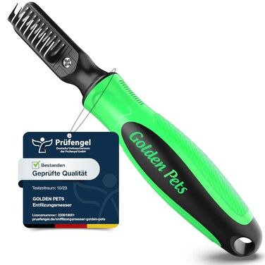 Інструмент для розплутування шерсті Profi Entfilzungsmesser 2.0 для собак та котів - видаляє ковтуни та вузли, підходить для короткої та довгої шерсті, для тварин будь-якого розміру. Округлена клинка + Е-book по догляду за шерстю, 10 клинків