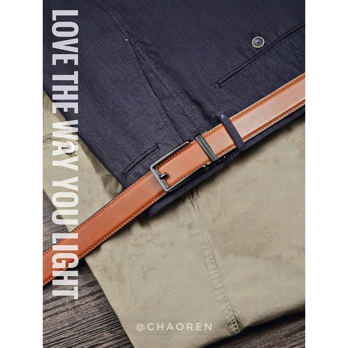 Чоловічий шкіряний ремінь CHAOREN 2 шт. чорного та коричневого кольорів – автоматичний ремінь з подарунковою коробкою. Стильний дизайн для будь-якого випадку та вбрання. Розмір 90-100 см (загальна довжина 115 см) та 100-110 см (загальна довжина 125 см)