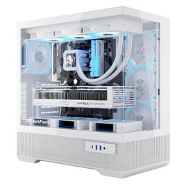 Ігровий корпус darkFlash LAND451 Midi Tower ATX (Білий) — підтримка BTF-материнських плат, вертикальна установка відеокарти RTX 5090 (до 420мм), Type-C, підтримка двох 360мм СРО, панорамний огляд
