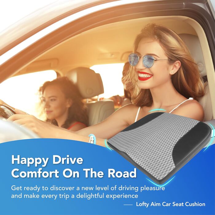 Подушка для сидіння в авто з Memory Foam: Комфорт, підтримка спини, для лікування ішіасу та болю в куприку. Підходить для авто, вантажівки, офісу, інвалідного візка. Шкіра та сітка 4D (Чорний & Сірий)