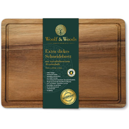 Дерев'яний обробний дошка Woolf & Woods з акціїї, великий, 35x25x3 см | Обробна дошка та сервірувальна таця | Екологічний, не оброблений