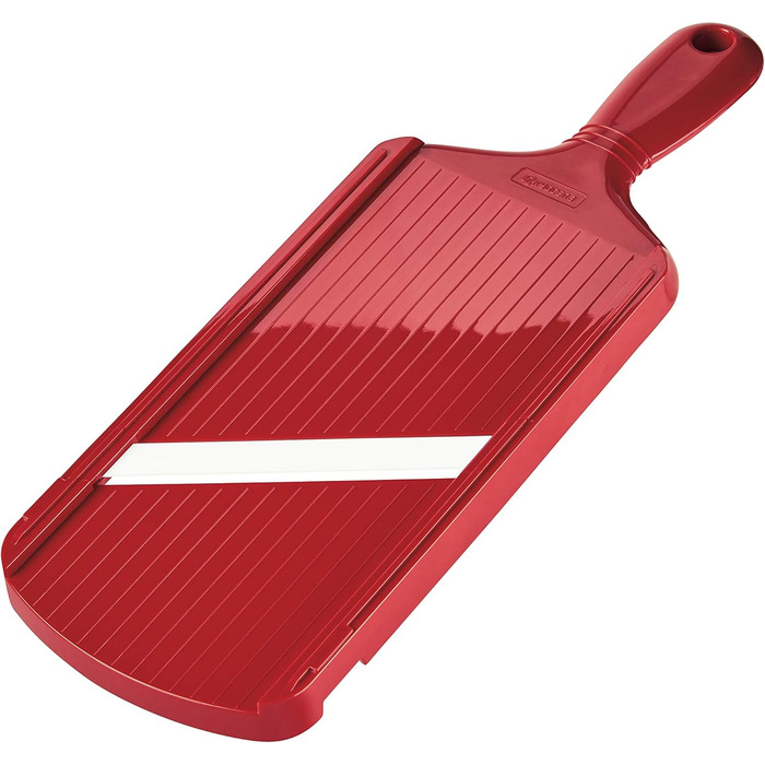 Терезка Kyocera Universal для овочів та фруктів, червона, з керамічними лезами, з захистом пальців, ергономічна, з отвором для підвішування