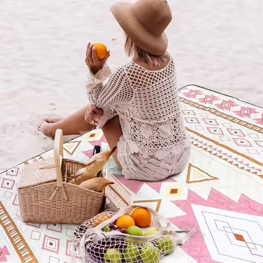 Пікнік-ковдра LARUTAN Boho 200x200 см, водонепроникна, антипісочна, складна, зелена, для пляжу, кемпінгу, подорожей, барбекю