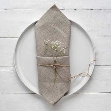 Varvara Home 6 Linen Napkins Nature - Fabric Napkins Linen Napkins - Napkins Linen Nature Brown Country Style 6-Pack 45x45 cm