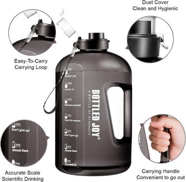Sports Water Bottle, 1 Gallon/ 3.5L Water Bottle with Time Markings, Leak-Proof, Reusable & BPA-Free Water Bottle with Handle & Cleaning Brush for Gym, Office