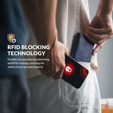 Чохл для кредитних карт VULKIT з RFID-блокуванням, з натуральної шкіри, з відділенням для грошей, віконцем для посвідчення, відділенням для монет та магнітною застібкою (Морський колір)