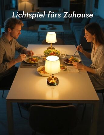 Бездротова настільна лампа з акумулятором 4000mAh, тепле світло 2700K, сенсорне управління, з адаптером/кабелем, для спальні, подарунок (золотиста)