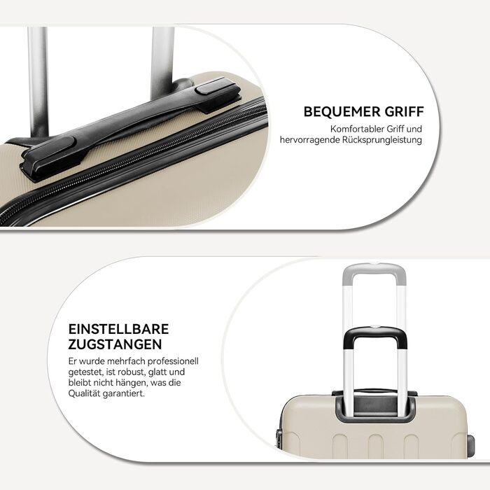 Набір валіз Beibye Hartschalen з ручкою-телескопом (M-L-XL) - темно-зелений, кремовий