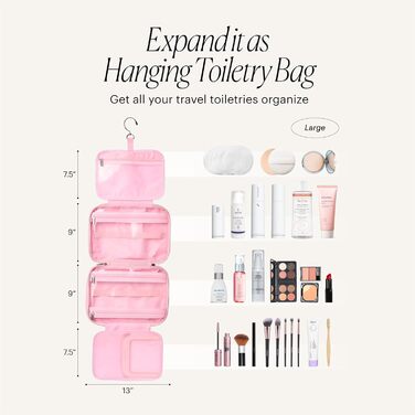 Жіночий дорожній косметичний набір, великий, рожевий