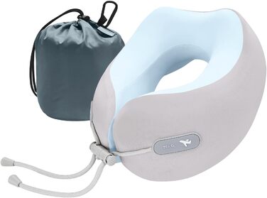 Подушка для шиї з Memory Foam, подушка для подорожей (літак, авто, поїзд, автобус, офіс), зручна підтримка голови та шиї, знімний чохол (Рожевий, Сірий)