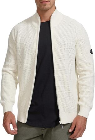 Чоловічий кардиган Indicode INLayton з високим коміром та блискавкою | Дріб'язкова в'язана куртка для чоловіків, білий, колір Аспарагус