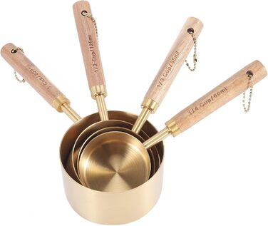 8-Piece Measuring Cup and Spoon Set with Fragrant Wooden Handles, Complete Set of Measuring Cups and Spoons
