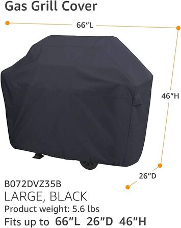Чохол для газового гриля Amazon Basics, водовідштовхувальний, для вулиці, 165x66x117 см, чорний
