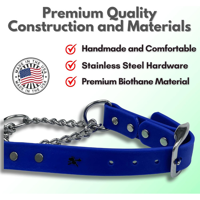 Нашийник для собак Artingale від JI HODGES, Biothane, не тягне, професійна якість, розмір XXS (блакитний)