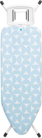 Дошка для прасування Brabantia C 124x45 см, для парових прасок, з бавовняним чохлом Fresh Breeze, регулювання висоти, стійкі ніжки, захист від дітей та для транспортування, велика, складна, металева підставка