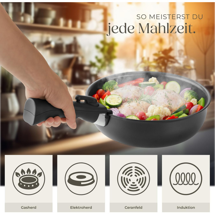 Набір посуду Tectake 17 предметів з антипригарним покриттям для індукційних плит: каструлі, сковороди та кришки