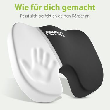 Подушка ортопедична автомобільна Feela® (Medium) – підтримка спини та куприка, 3 ступені жорсткості, чорна (60-80 кг)