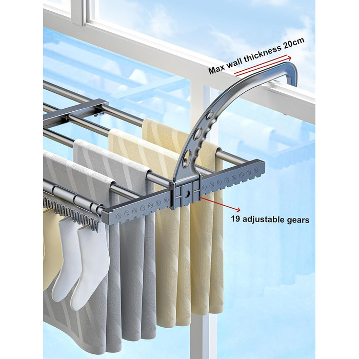 Сушарка для білизни ANEWSIR на балкон та в квартиру: розтяжна, складна, компактна, для рушників та шкарпеток (38-55 см)