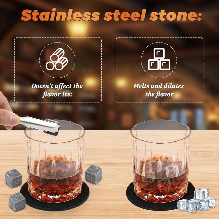 Набір склянок для віскі з кубиками охолодження та підставками, подарунок для чоловіків