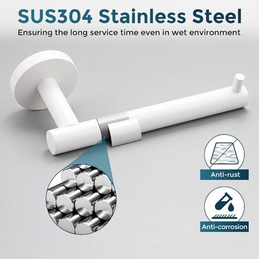 Тримач для туалетного паперу SAYAYO з нержавіючої сталі, настінний диспенсер для рушників та паперу у ванну кімнату та кухню (Білий)
