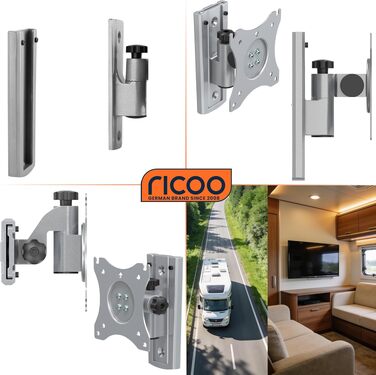 Настінний кронштейн для телевізора RICOO S0644 поворотний та нахильний, для Smart TV та вигнутих екранів 32-55 дюймів, до 35 кг, VESA 400x400 мм, сріблястий