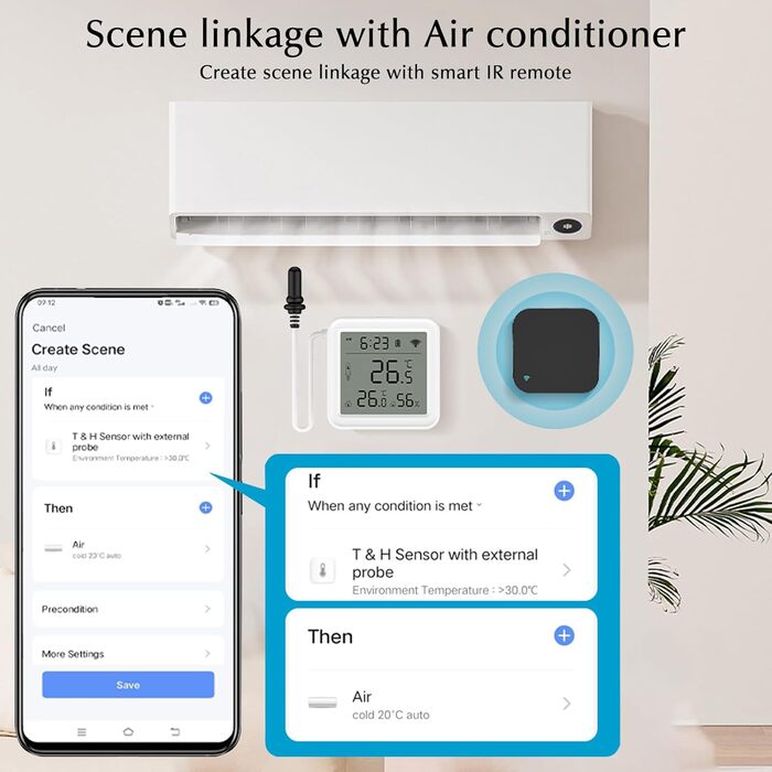 eMylo Thermometer Indoor/Outdoor, Hygrometer Wi-Fi App Alert, Data Export Freezer Aquarium Thermometer Digital for Refrigerator, Aquarium, Baby Room, Aquarium Accessories, White 5.6 * 5.6cm