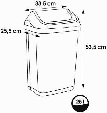 Сміттєвий кошик keeeper Swantje з гойдальним кришкою, сірий, для пакетів 35-60 л, набір 2 шт по 25 л
