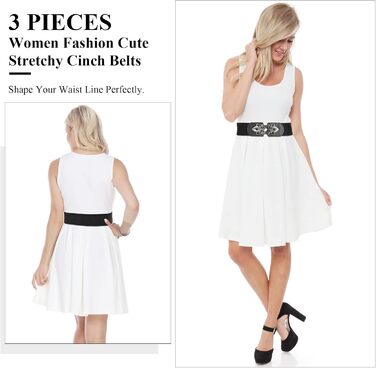 Жіночий еластичний пояс LEACOOLKEY 80 см (34-41 дюймів) - чорний, коричневий, бежевий