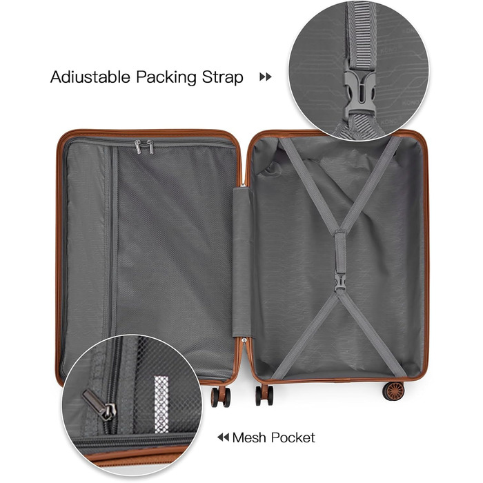 Чемодан-валіза KONO 55см: легкий, з TSA замком та 4 колесами (чорний)