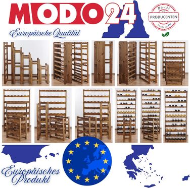 MODO24 Bottle Rack, Wine Rack Wood for 42 Bottles, Wine Cabinet, Wine Stand, Beverage Rack, Wine Bottle Holder, Bottle Organizer, Wine Cabinet, Dimensions 102x63x25 cm, Colors: Natural Wood