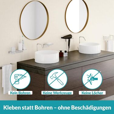 WEISSENSTEIN Badablage without Drilling from Stainless Steel - Self-adhesive Shelf for the Bathroom - 14 x 9.5 x 5 cm