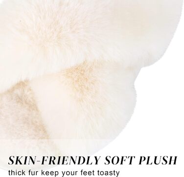 Жіночі тапочки-слайдери з перехресними ремінцями, м'які, теплі, пухнасті, комфортні для дому та відпочинку (40/41 EU, кремовий)