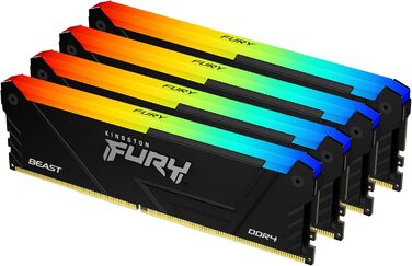 Kingston FURY Beast RGB DDR4 32GB (4x8GB) 3600MHz CL16 Пам'ять для комп'ютера