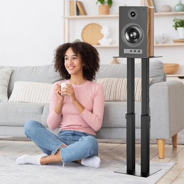 Регульовані підставки для акустики з кабельною організацією, 2 шт. Підставки для підлогових колонок з антиковзкими EVA-маті, подвійні труби, вантажопідйомність 10 кг