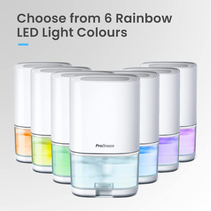 Електричний осушувач повітря Pro Breeze 1000 мл з таймером та нічним світлом - для ванної, спальні, шафи, підвалу - білий